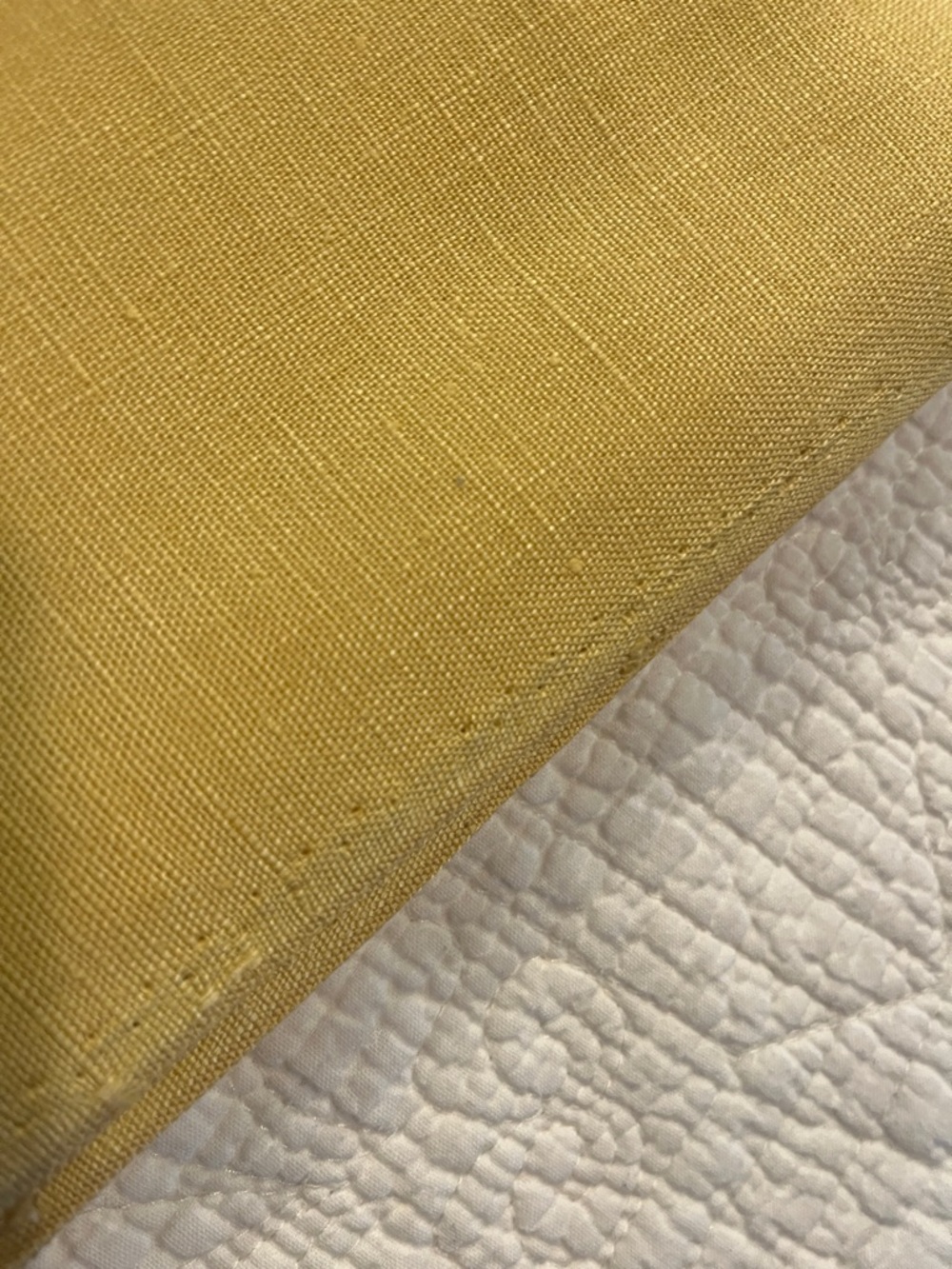 Vintage Light Yellow Linen Fabric 3.5 yards - Picture 3 of 3